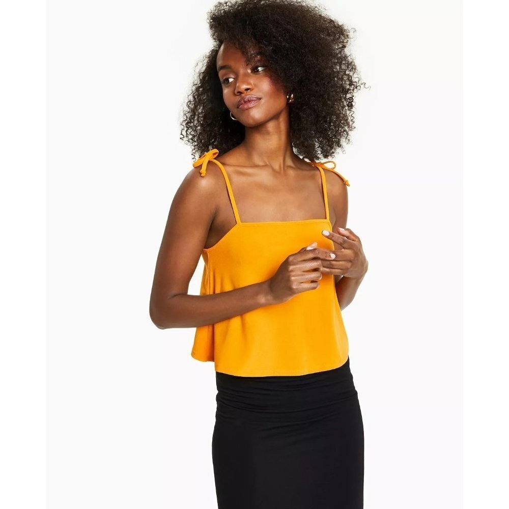 Bar III Womens Size Large Tie-Sleeve Tank Top in Desert Sunset Orange 055